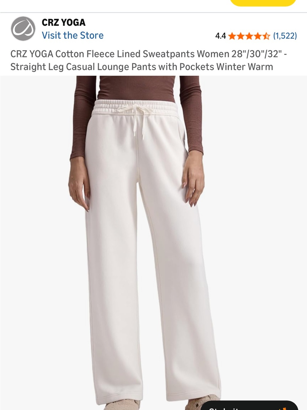 CRZ YOGA Cream Wide-Leg Fleece Lounge Pants